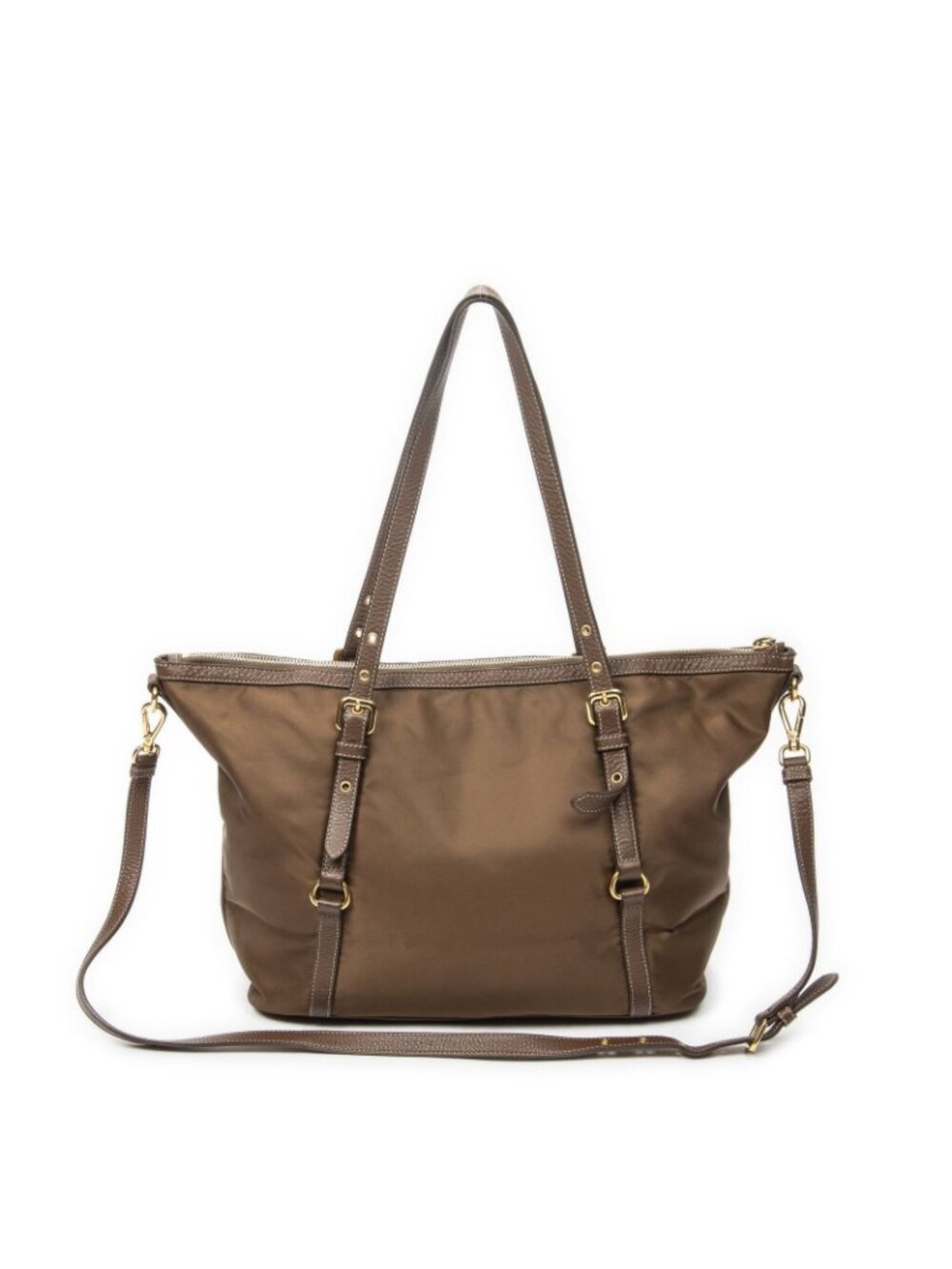 Prada Zip Shopping Tote Brown Nylon Canvas - Picture 5 of 10